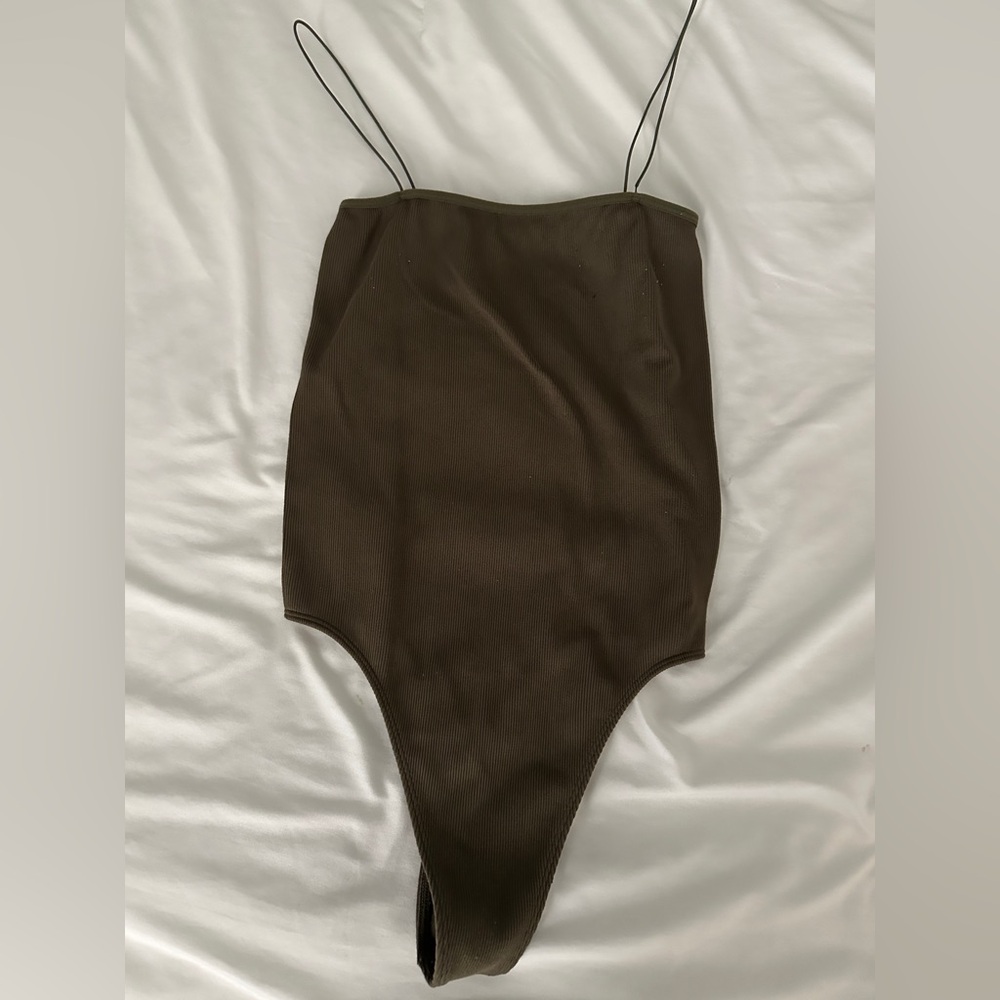 PacSun Army Green Ribbed Thong Bodysuit